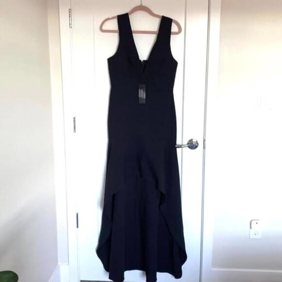 New* BCBGMaxAzria Plunging Hi Low Gown Dress Black Color Size 8 $348.00 - Picture 4 of 9